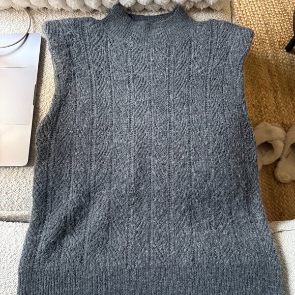 L'AGENCE Grey Mock Neck Sleeveless Sweater - Picture 5 of 6